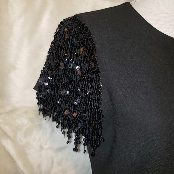 NWT Kate Spade Black sequin fringe swing dress - Picture 2 of 8
